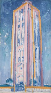 Lighthouse at Westkapelle in Orange, Pink, Purple and Blue by Piet Mondrian